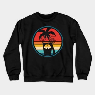 Summer Vacation Retro Beach Drink with Ice, Lemon, Palm Tree Crewneck Sweatshirt